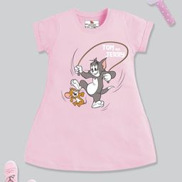 YK X Minute Mirth Girls Tom & Jerry Printed A-Line Dress-image-70