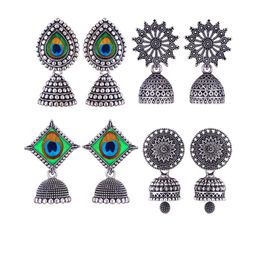 Sangria Peacock Shaped Jhumkas Earrings-image-64