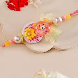 Aapno Rajasthan Kids Teddy Bear Beaded Floral Design Thread Rakhi-14