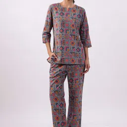 JISORA Printed Pure Cotton Night suits-image-6