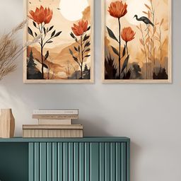 Kotart Brown & White 2 Pieces Floral and Botanical Wooden Wall Arts-picture-13