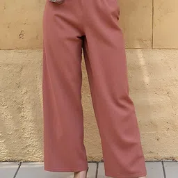 DressBerry Women Solid Relaxed Fit High-Rise Casual Wide Leg Trousers-image-74