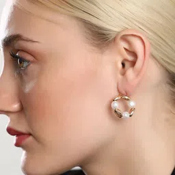 SOHI Set Of 2 Gold-Plated Bud Loop Contemporary Drop Earrings image 4