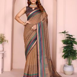 TANU CREATIONS Polka Dots Printed Saree With Blouse Piece-picture-19