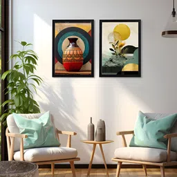 Giftii 2-Pcs White & Brown Printed Wooden Framed Wall Art-8