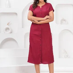 JC4U Striped Notch Neck Dress-image-16