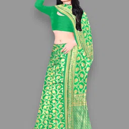 MUSKAN CREATION Ethnic Motifs Woven Design Zari Banarasi Saree-picture-36