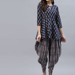 SUBAGI FASHION Women Floral Printed Regular Pure Cotton Top with Dhoti Pants-picture-22