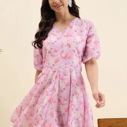 Mast & Harbour Floral Print Crepe Fit & Flare Dress-picture-37