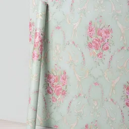 ANNA CREATIONS Green & Pink Printed Self-Adhesive Waterproof Wallpaper-51