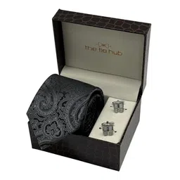 The Tie Hub Men Paisley Printed Necktie with Cufflinks Accessory Gift Set-image-26