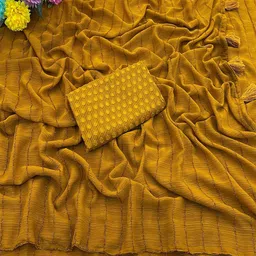 K 5 Fashion Women Embellished Pure Chiffon Saree-image-80