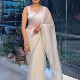 BAESD Embellished Beads And Stones Tussar Saree-16