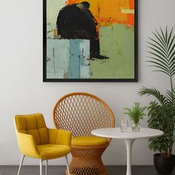 999Store Orange & Green 1 Piece Abstract Pensive Figure Canvas Wall Art-image-60