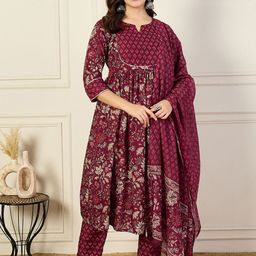 DIVASTRI Women Ethnic Motifs Printed Regular Kurta with Trousers & With Dupatta-33