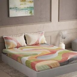 DDecor Elemental Red & Green Abstract Cotton 145 TC Queen Bedsheet Set- 2.54 m x 2.74 m-image-9