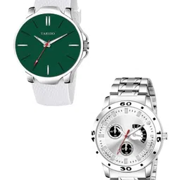 TARIDO Men Pack of 2 Bracelet Style Straps Analogue Watch TD_SM_GREEN_SILVER_DIAL-331-79