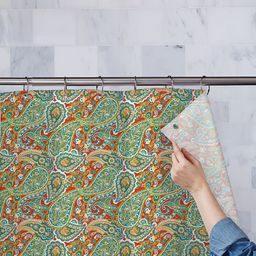 ArtzFolio Green & Red Paisley Printed Waterproof Shower Curtains-picture-12