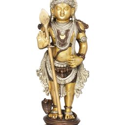 Exotic India Brown & Silver-Toned Kumara Karttikeya Religious Idol Showpiece-image-79
