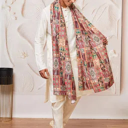 VASTRAMAY Mandarin Collar Straight Kurta With Trousers & Dupatta-picture-58