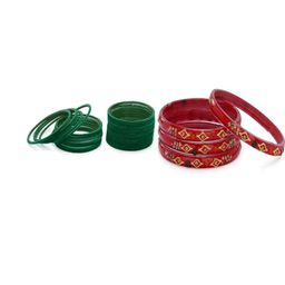 SOMIL Set of 28 Artificial Stones Studded Glass Bangles-image-66