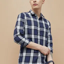 Fame Forever by Lifestyle Men Slim Fit Tartan Checks Opaque Striped Casual Shirt-picture-32