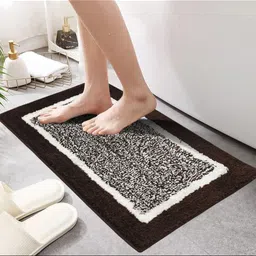 MAA HOME CONCEPT Brown & White Textured Microfiber Anti Skid 1600 GSMBathMat-35