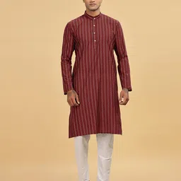 Anouk Men Striped Thread Work Kurta-image-27