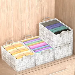 Kuber Industries Grey 4 Pieces Printed Foldable Drawer Organisers-19