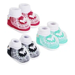 NESKA MODA 0 To 12 Months Infants Pack of 3 Pair Soft Cotton Butterfly Frill Booties-image-55