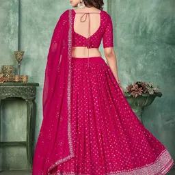 KALINI Sequinned Semi-Stitched Lehenga & Unstitched Blouse With Dupatta image 3
