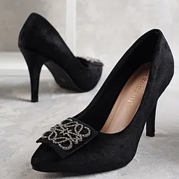 DressBerry Velvet Party Stiletto Pumps-47
