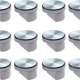 Fully Brass Half Round Mirror Glass Bracket Holder 10mm | Chrome Finish | Wall Mounted | Pack of 12 Piece 15MM Shelf Bracket-25
