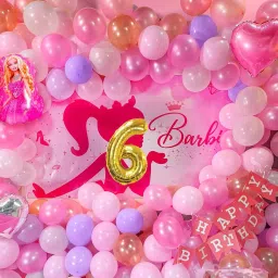 Printed Barbie Theme 6th Birthday DIY Decoration Item Kit For Girls Balloon-image-21
