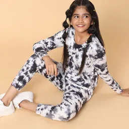 TeenTrums Girls Tie & Dyed Pure Cotton T-Shirt With Joggers-picture-46