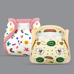 Born Babies Set Of 2 Reusable Cloth Velcro Diapers-image-45