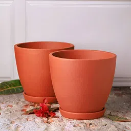 The handicraftian 2Pc Brown Hexane Large Planters-38