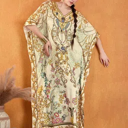 LABEL AARNA Timeless Grace Soft Satin Kaftan with Rhinestones image 5