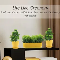 Kuber Industries Yellow 3 Pieces Artificial Plant image 3
