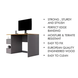 HEXA RED Grey Engineered Wood Study Table For Work From Home Students & Computer Table image 4