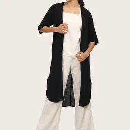 Saltpetre Women Comfortable Open Front Overlay With Square Neck Top And Pants Co-Ord-image-45