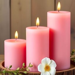 Aromatic Fables Pink 3 Pieces Scented Long-Lasting & Smokeless Pillar Candles-image-46