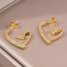 StyleCast Gold-Plated Classic Half Hoop Earrings-image-99