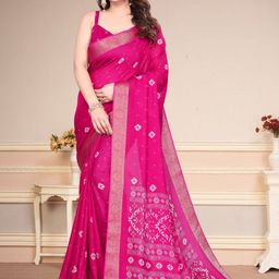 SUPERLAXMI Bandhani Zari Silk Blend Bandhani Saree-image-4
