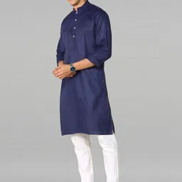 KUNDALI KAKSHAY Mandarin Collar Cotton Straight Kurta-image-19