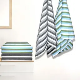 Athom Living Blue & White 5 Striped Cotton 210 GSM Bath Towel-picture-43