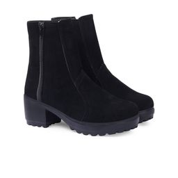 Kliev Paris Women Chunky Heel Ankle Boots With Side Zipper-52