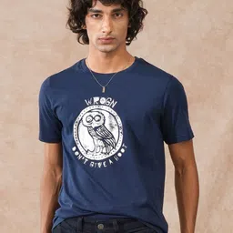 WROGN Printed Pure Cotton Short Sleeves Round Neck Slim Fit T-shirt-image-65