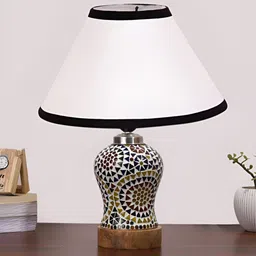 Aura White & Black Printed Glass Frustum Shaped Table Lamp-image-98