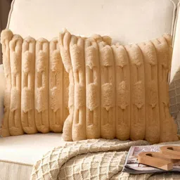 Vinayaka Fab Peach-Coloured Set of 2 Square Cushion Covers-26